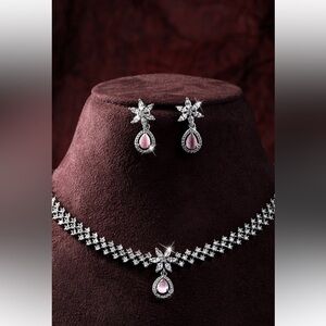 Elegant Silver and Pink Jewelry Set